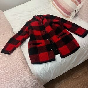 Red and Black Buffalo Check Coat